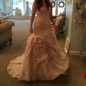 Watters blush colored wedding dress